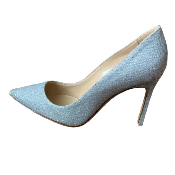 Manolo Blahnik BB Silver Sparkle Pointed Pumps - Picture 1 of 13